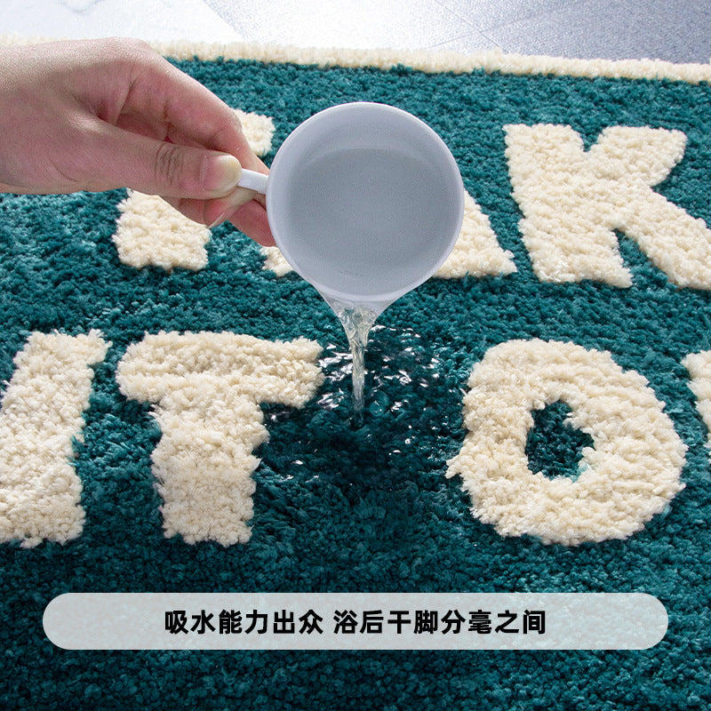 "Take it off" text bathroom mat door mat