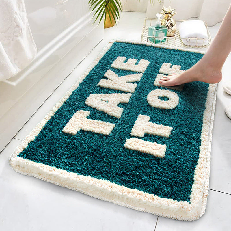 "Take it off" text bathroom mat door mat